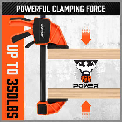 HORUDSY 3-Pack 12-Inch Bar Clamps Set with Leveling Block Clamps, Heavy Duty 350LBS Load, One-Handed Quick Grip Woodworking Clamps, Expandable Spreader with Connector