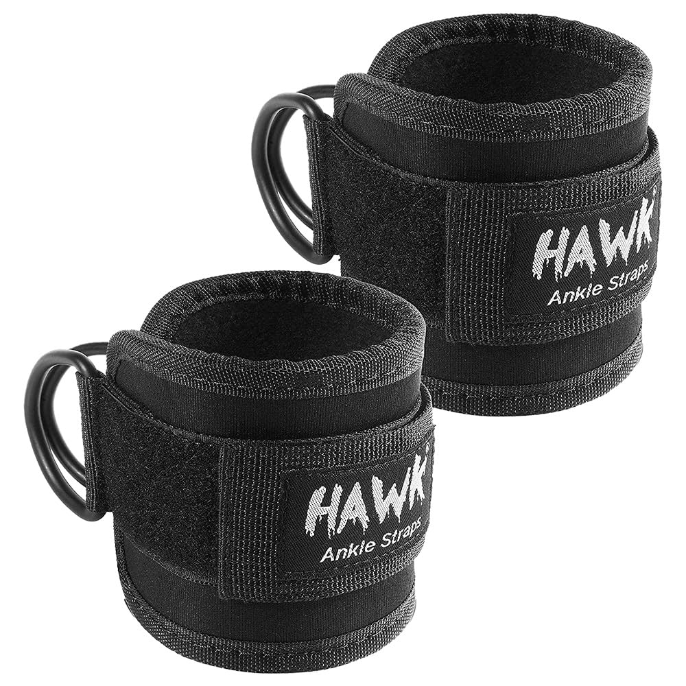 Hawk Sports Black - Ankle Straps for Cable Machines Women - Leg Cable Attachments for Gym - Leg Extension Strap
