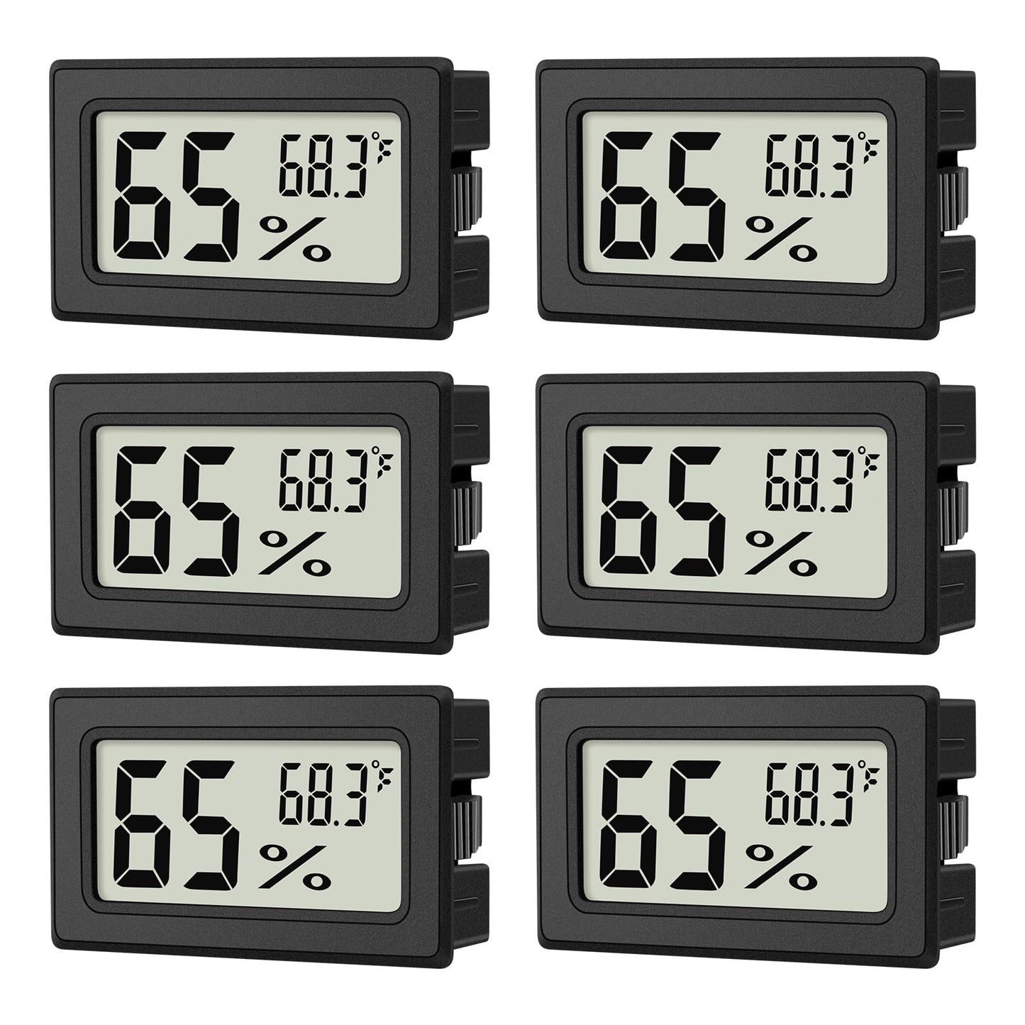 6-Pack Mini Hygrometer Indoor Humidity Meter, Mini Digital Thermometer Humidity Gauge Meter, Indoor Thermometer Hygrometer Monitor Fahrenheit (℉) for Reptile Thermostat, Jars Reptile, Fridge