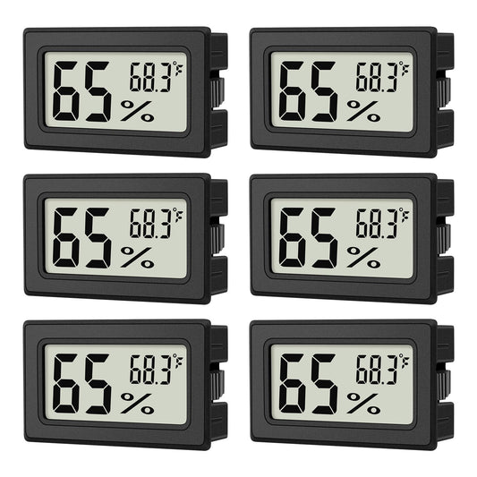 6-Pack Mini Hygrometer Indoor Humidity Meter, Mini Digital Thermometer Humidity Gauge Meter, Indoor Thermometer Hygrometer Monitor Fahrenheit (℉) for Reptile Thermostat, Jars Reptile, Fridge