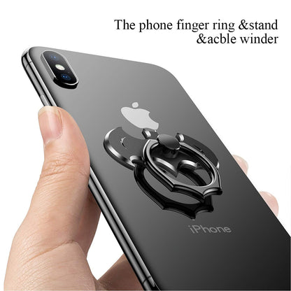Bat Phone Ring Stand Holder - OATSBASF Cell Phone Ring Holder Finger Grip 360 Degree Rotation Compatible with iPhone 16/15/14/13/12 Pro Max and Other Smartphones（Black+Silver）