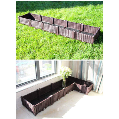 BAOYOUNI Rectangular Raised Garden Bed Kit Indoor Outdoor Plastic Planter Grow Box for Fresh Vegetables, Herbs, Flowers & Succulents, Brown, 46.06'' x 15.35'' x 14.96''