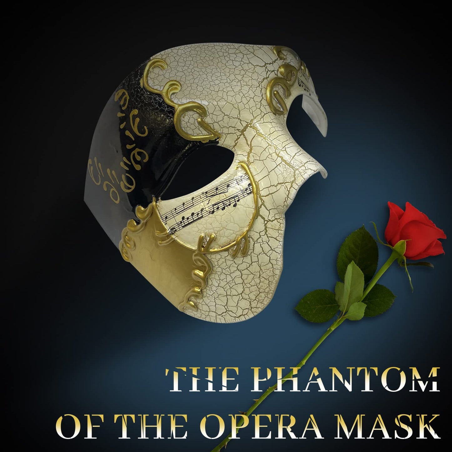 IncreDecor Masquerade Mask for Men Phantom of The Opera Half Face Mask with Bowtie, Venetian Masks for Halloween Party (Black)