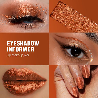 Afflano Metallic Orange Red Eyeshadow, Warm Glitter Eyeshadow Palette One-Swipe Coverage, Intense Color Sparkle Red Brick Eye shadow, Long Lasting Fall Eye Shadow for Women Halloween Pumpkin Makeup