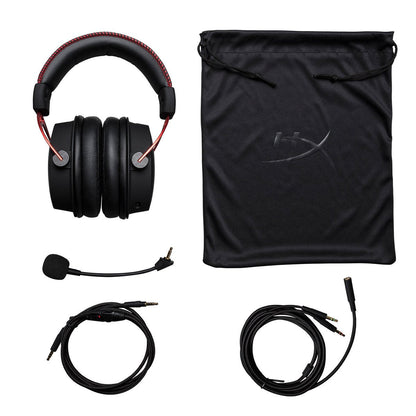 HyperX Cloud Alpha Gaming Headset Headphone Wired Detachable Noise Cancelling Microphone Dual Chamber Drivers Memory Foam Over-Ear Soft Leatherette for PC Xbox Nintendo Switch PS4 Black Red (Renewed)