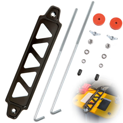 Battery Hold Down Bracket, Aluminum Alloy Battery Tie Down Bracket, Battery Tray for Car Battery Mount Bracket Hold Lock Accessories, Car Battery Lock Down- with 10inches J Bolts (Black)