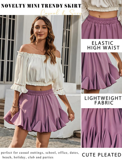 Avidlove Flowy Skirt for Plus Size Women y2k Golf Ruffle Skirts Stretch Fitted Bodycon Athletic Skirt (Purple Red,X-Large)