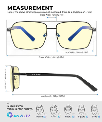 ANYLUV Blue Light Glasses Men/Women, Blue Light Blocking Glasses, Computer Screen Blocker Eyes Protection Glasses