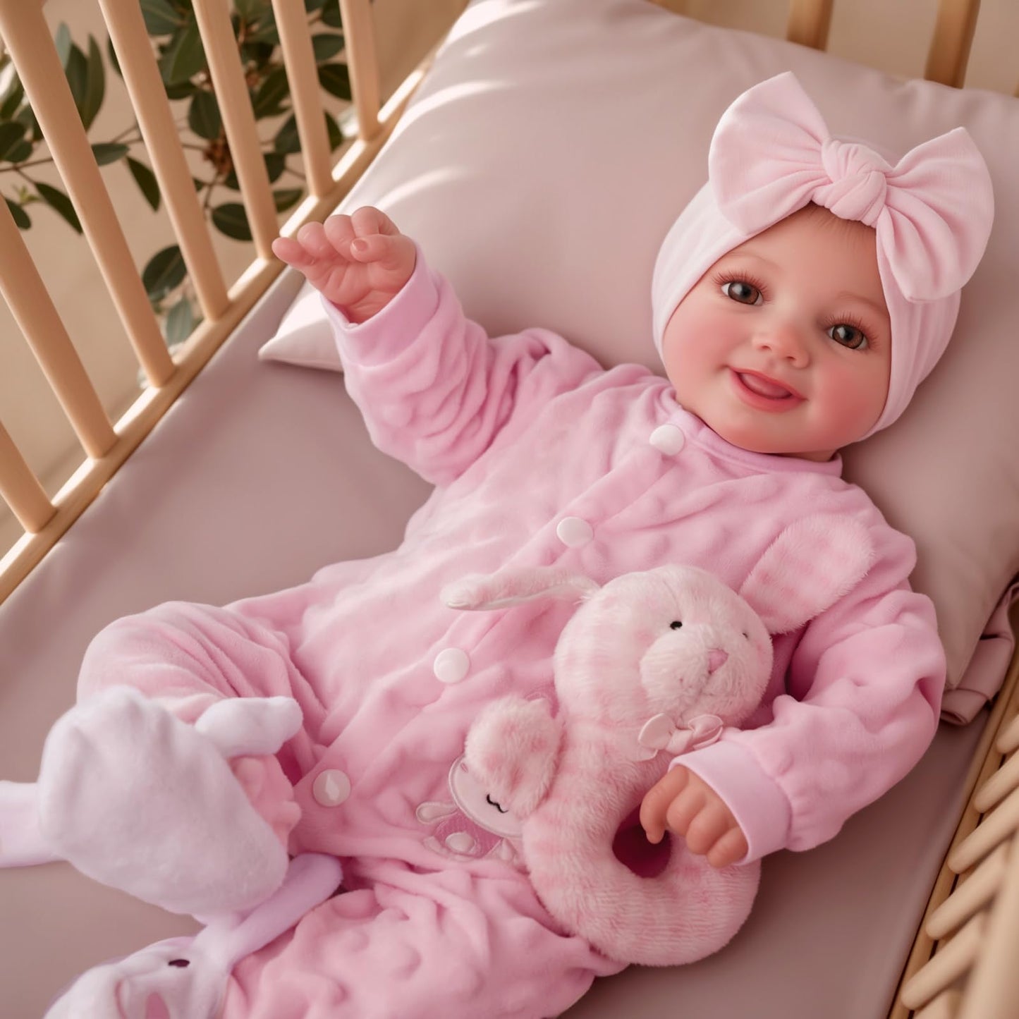 BABESIDE Reborn Baby Dolls Sunny - 17Inch Cute Soft Vinyl Realistic Baby Doll Poseable Smiling Real Life Baby Dolls with Complete Accessories for 3+ Years Old Gifts
