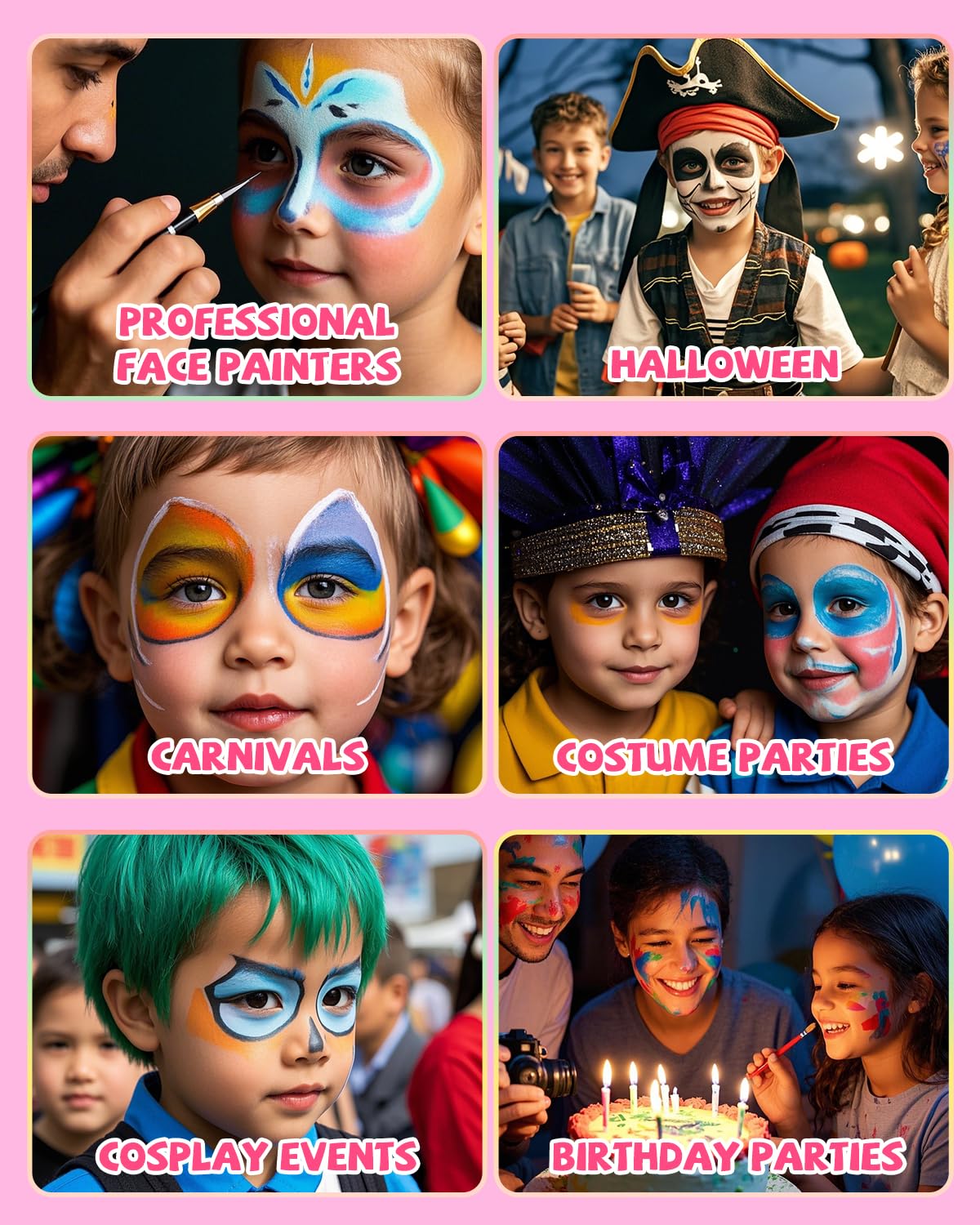 Anka Bella Professional Face Painting Kit for Kids,12X10gm Water Activated Rainbow Cake Face Paint with Stencil & Brushes,Hypoallergenic & Non-Toxic,Gift for Birthday Parties/Halloween/Carnival