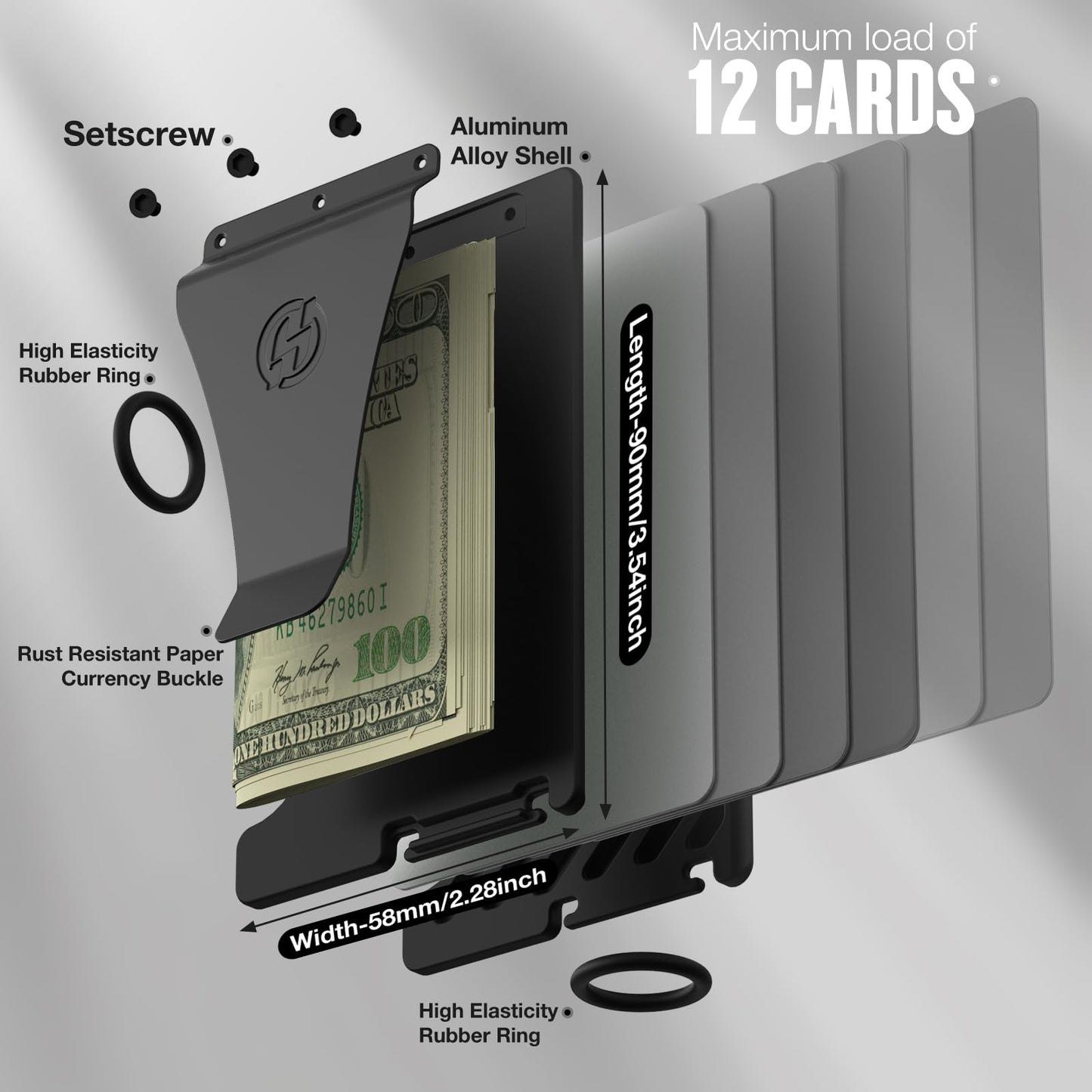 HIESGIE Minimalist Wallet for Men, Wood Grain American Flag, Mens USA Gifts, Metal Card Holder with Money Clip, Slim Front Pocket Wallet