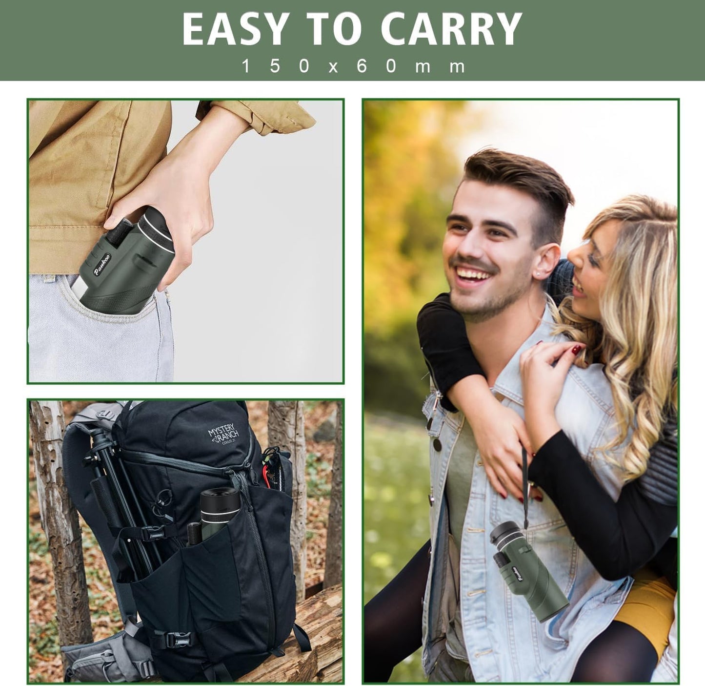 40X60 Monocular Telescope with Smartphone Holder& Tripod, High Power Nitrogen-Filled Monocular for Adults with BAK4 Prism & FMC Lens, HD Monocular Scope for Birdwatching Hiking Concert Travelling