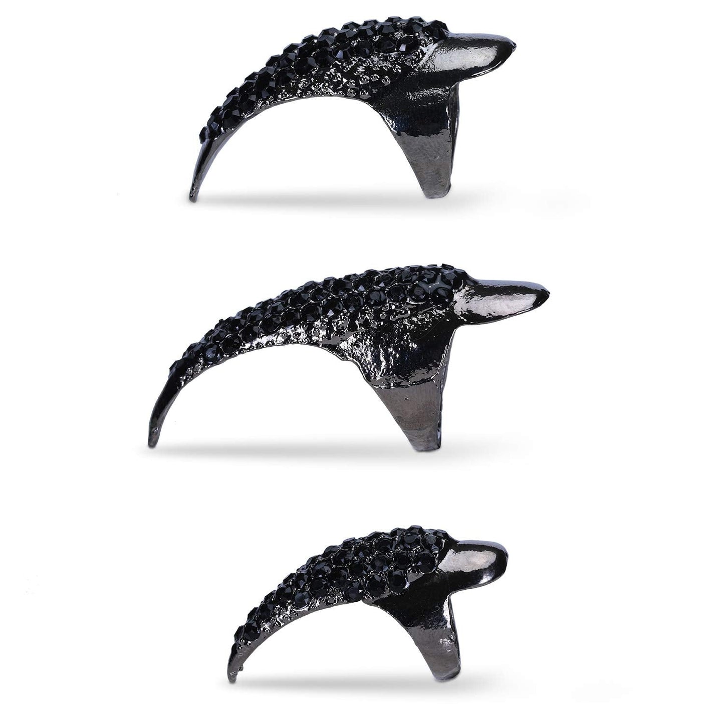 Hicarer 10 Pcs Halloween Gothic Nail Claw Ring Metal Punk Fake Nails Set Costume Full Finger Rings for Men Women Party Favor Cosplay Supplies, 3 Sizes