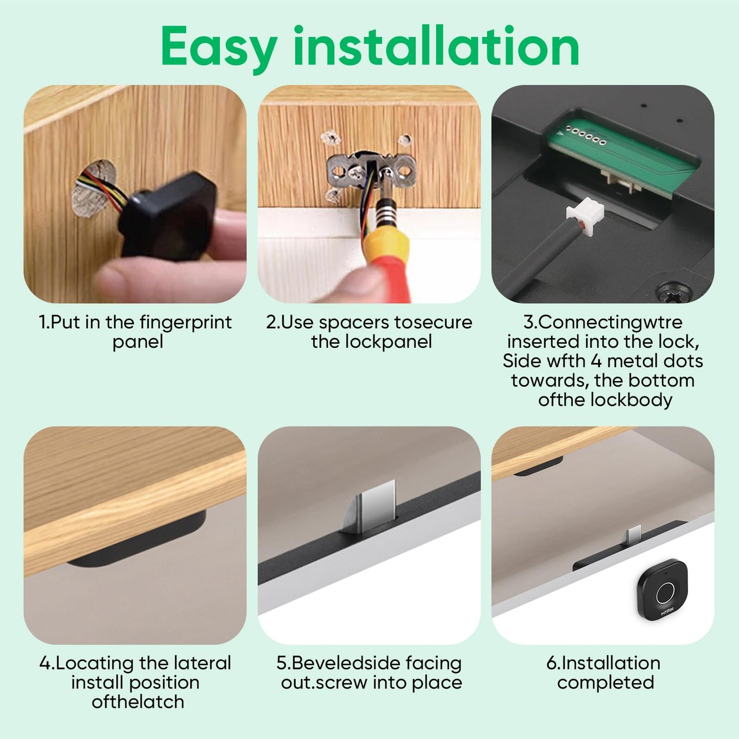 Bluetooth Fingerprint Cabinet Lock With Phone/Watch App Unlock, Smart Biometric Keyless Hidden File Drawer Wardrobe Lock, Child Safety Electric DIY Wooden Furniture