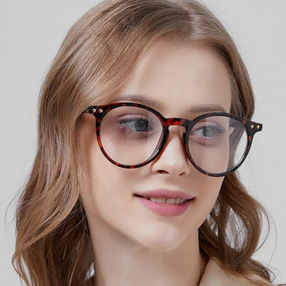 HJSTES Vintage Blue Light Glasses for Women Men Round Bluelight Blocking Glasses Thick TR90 Frame Eyeglasses(Tortoise)