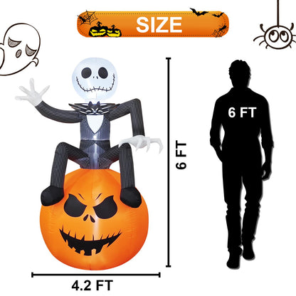 6 Ft Inflatable Halloween Yard Decorations - Outdoor Blow Up Yard Pumpkin Decor - Built-in LED Lights for Outdoor Halloween Lawn Decor