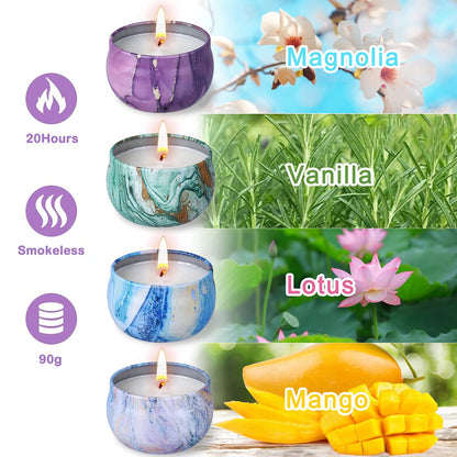 Bath Bombs Gift Set - 5 Large Fizzy Spa Bombs with 4 Scented Candles for Women - Moisturizing Bubble Bath with Essential Oils for Valentine's, Birthday Gifts