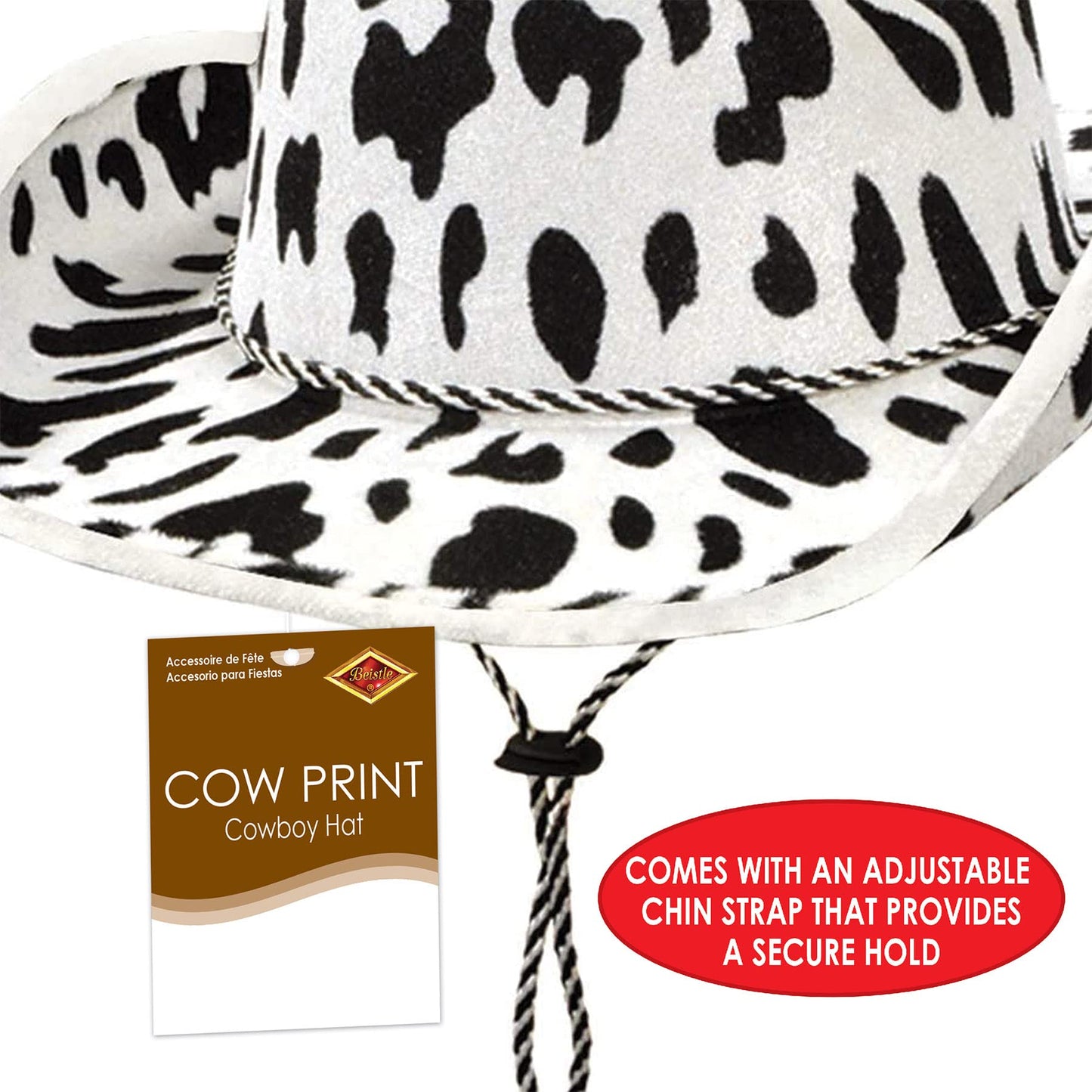 Beistle Cow Print Cowboy Hat One Size Fits Most Animal Print Hats
