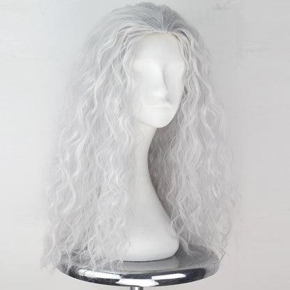 Witch Wig Old Lady Wig Women Long Grey Curly Costume Wig Cosplay Halloween Hair