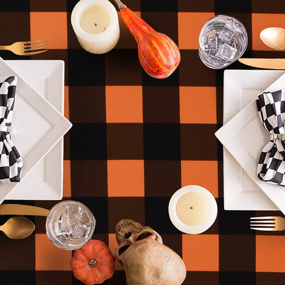 ASPMIZ Halloween Tablecloth, Plaid Checkered Table Cloth, Orange and Black Tablecloths, Machine Washable Tablecloth Rectangle for Dinner Party Decoration, 60 x 84 inch