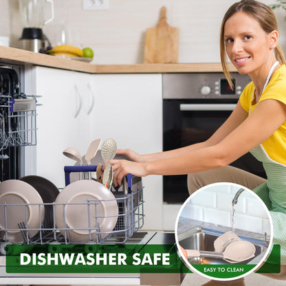 HOTEC 446°F Heat Resistant Silicone Kitchen Utensils, Cooking Utensil Set, Spatula Set, BPA Free, Kitchen Gadgets, With Stainless Steel Utensils Holder, Dishwasher Safe 14pcs Khaki