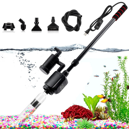 AQQA Electric Aquarium Gravel Cleaner, 6 in 1 Automatic Fish Tank Cleaning Tools Gravel Vacuum for Aquarium, Suitable for Change Water Wash Sand Water Filter and Water Circulation (320GPH, 20W)