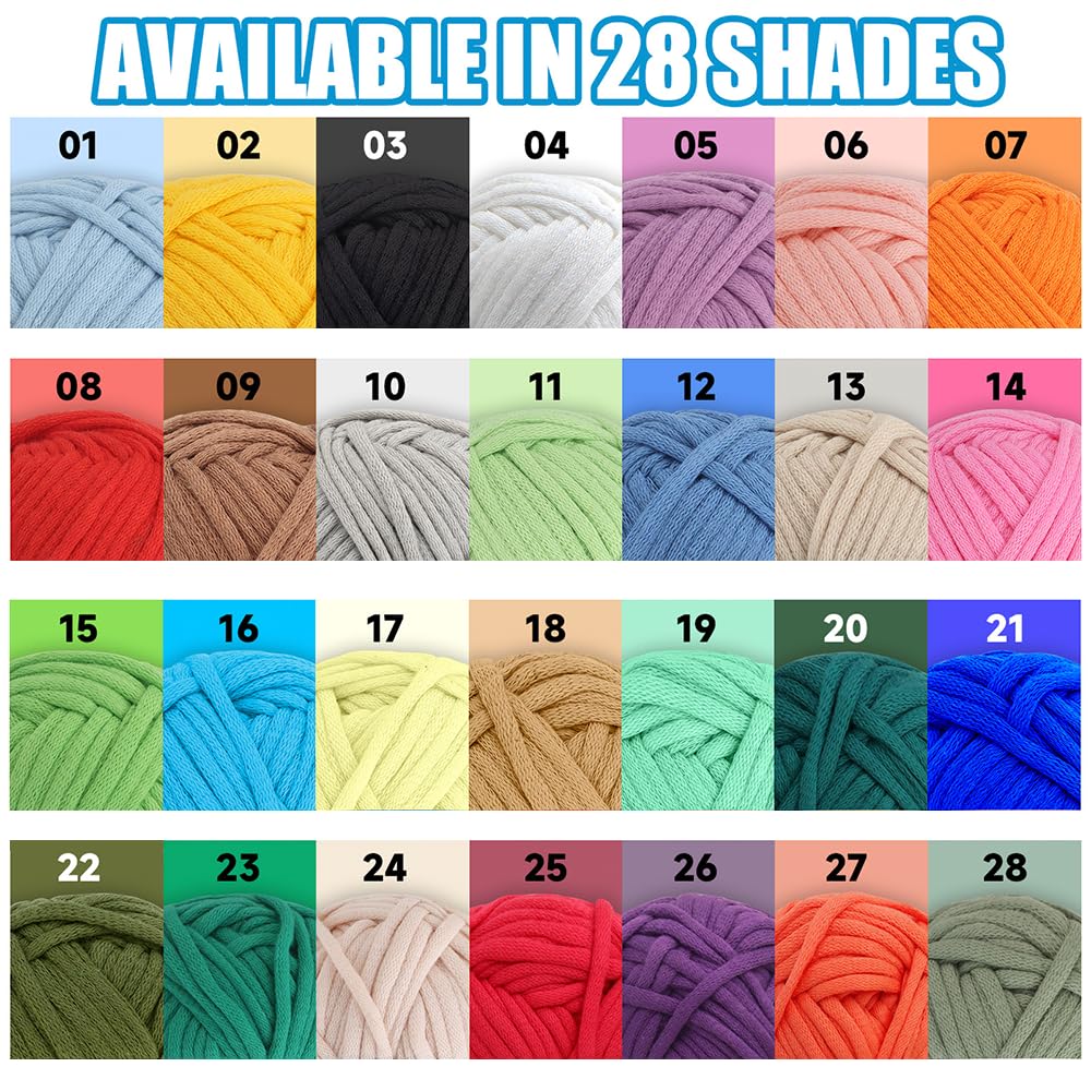 3x60g White Yarn for Crocheting and Knitting;3x66m (72yds) Cotton Yarn for Beginners with Easy-to-See Stitches;Worsted-Weight Medium #4;Cotton-Nylon Blend Yarn for Beginners Crochet Kit Making