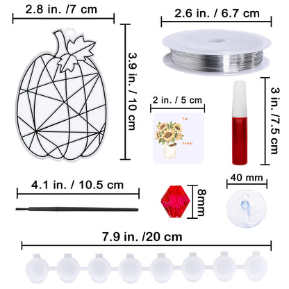 Winlyn 27 Sets Pumpkin Suncatchers DIY Window Paint Art Suncatchers Fall Pumpkin Craft Kits Autumn Pumpkin Sun Catchers for Kids Classroom Halloween Thanksgiving Art Activities