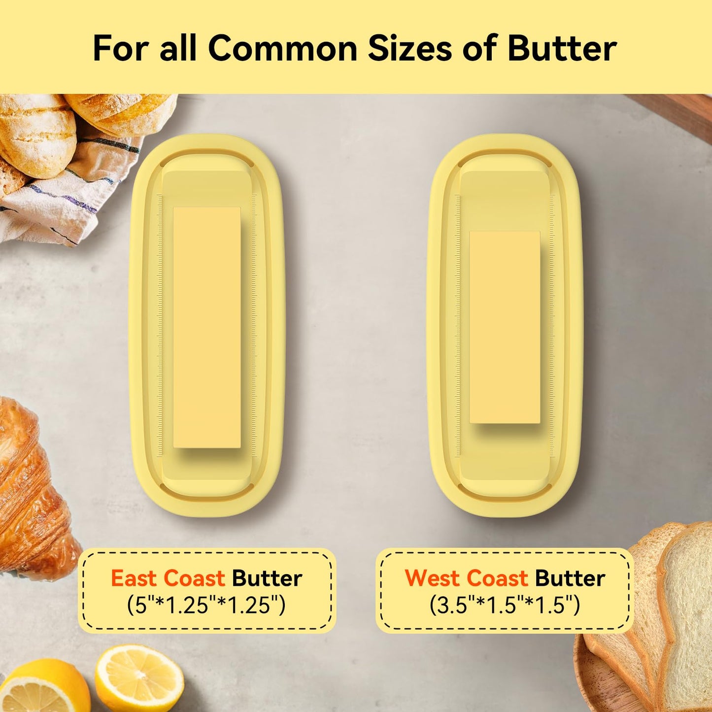 Butter Dish with Lid and Knife for Countertop and Refrigerator, Butter Stick Holder with Airtight Transparent Cover that Keeps Butter Soft