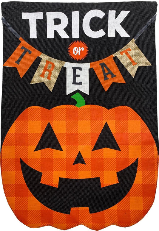 Briarwood Lane Trick Or Treat Pumpkin Burlap Halloween House Flag 28" x 40"