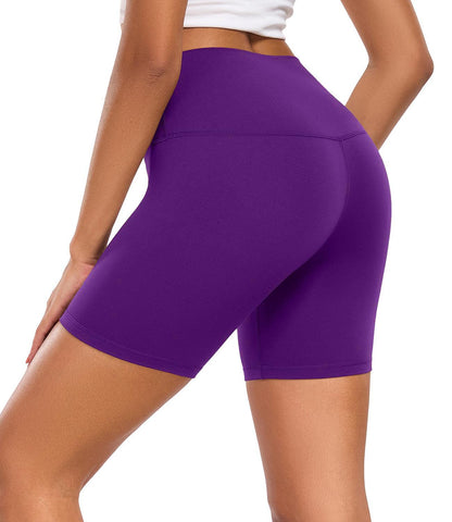 wirarpa Women's Biker Shorts High Waisted Soft Workout Running Yoga Spandex Purple Shorts 6 Inches,L Size