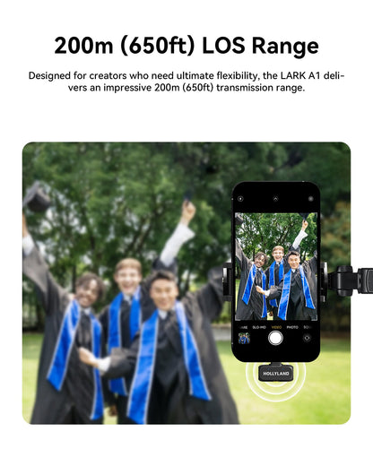 Hollyland Lark A1 Wireless Microphone for iPhone 15/16 & Android, 48kHz/24-bit, 3-Level Intelligent Noise Cancel, Magnetic Mini Microphone for YouTube, Podcast, Vlogging (Black, 2TX + USB-C RX)
