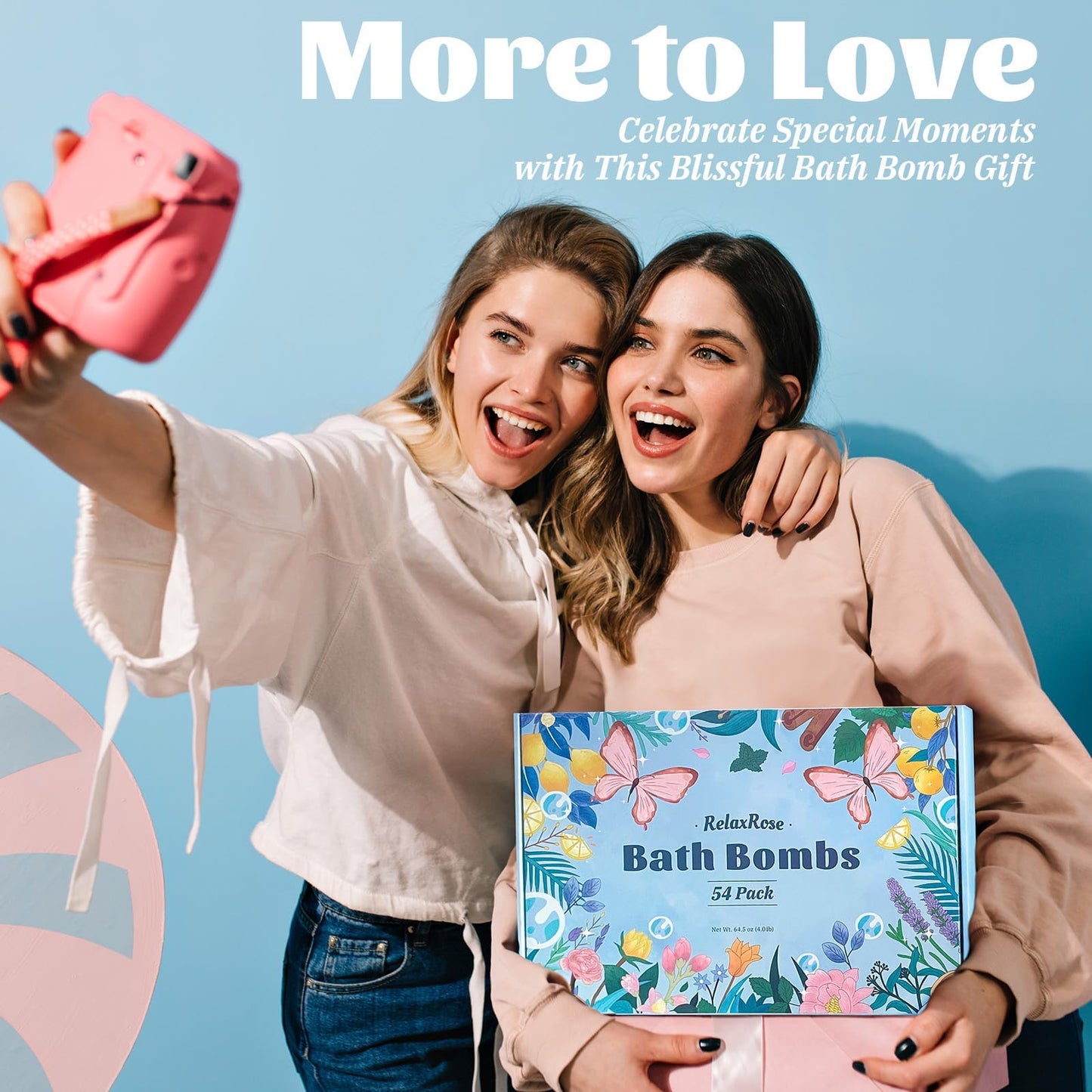 54 Pack Handmade Bath Bombs – 11 Vibrant Colors & 9 Unique Scents, Long-Lasting Fizzy Bubbles & Colorful Magic, 7-Minute Dissolve for Relaxation, Perfect for Birthdays & Summer Self-Care