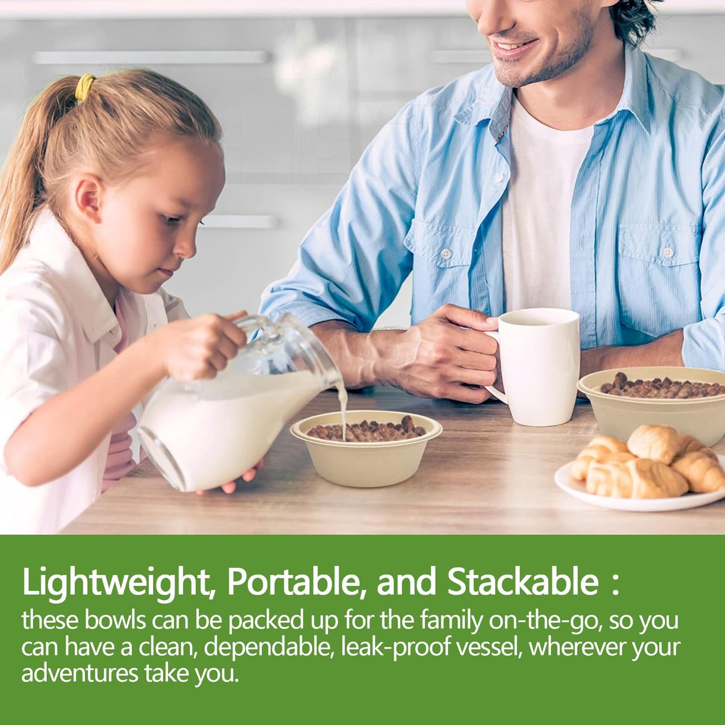 Homestockplus 16 Oz Disposable Paper Bowls - Heavy Duty Small Disposable Bowls - Made from Natural Bagasse for Cereal, Rice, French Fries - Convenient and Compostable [100/Pack]