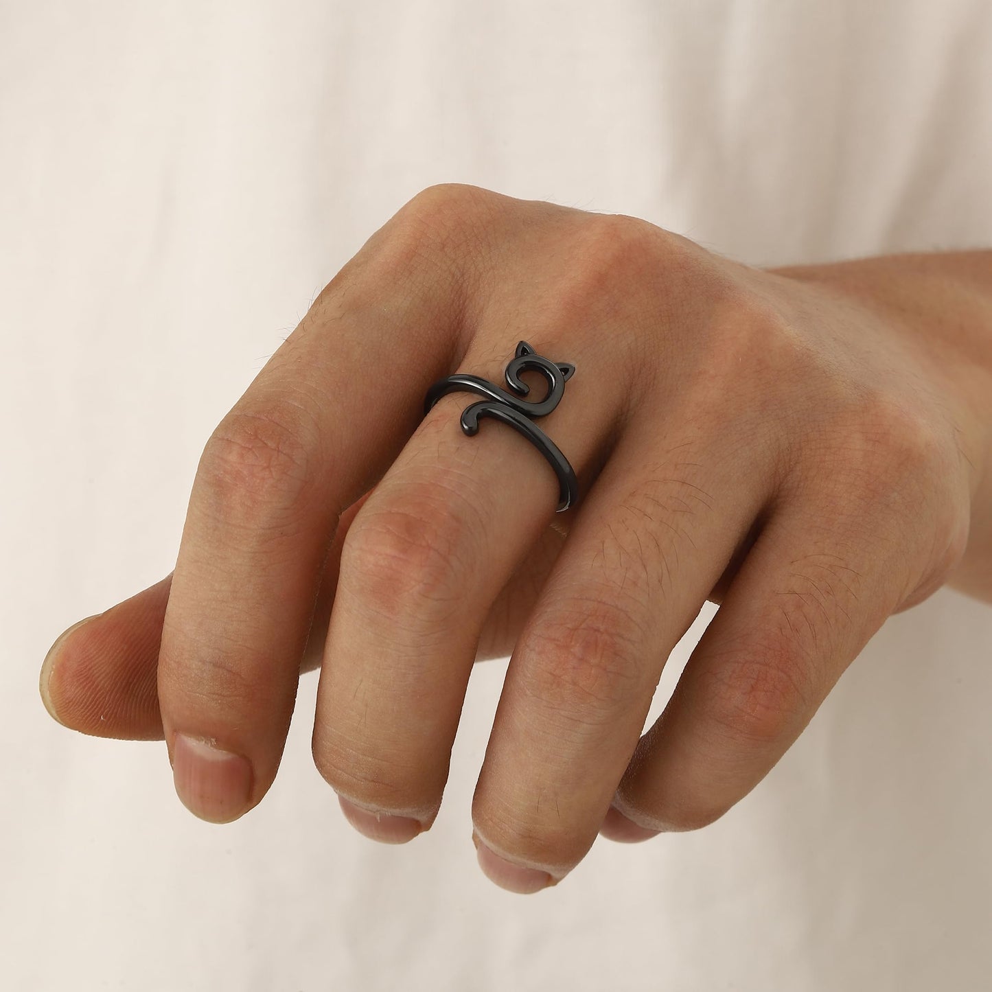 beautlace Cute Cat Adjustable Rings Black Gun Plated Lovely Cats Animals Open Ring Jewelry for Women KR0029K