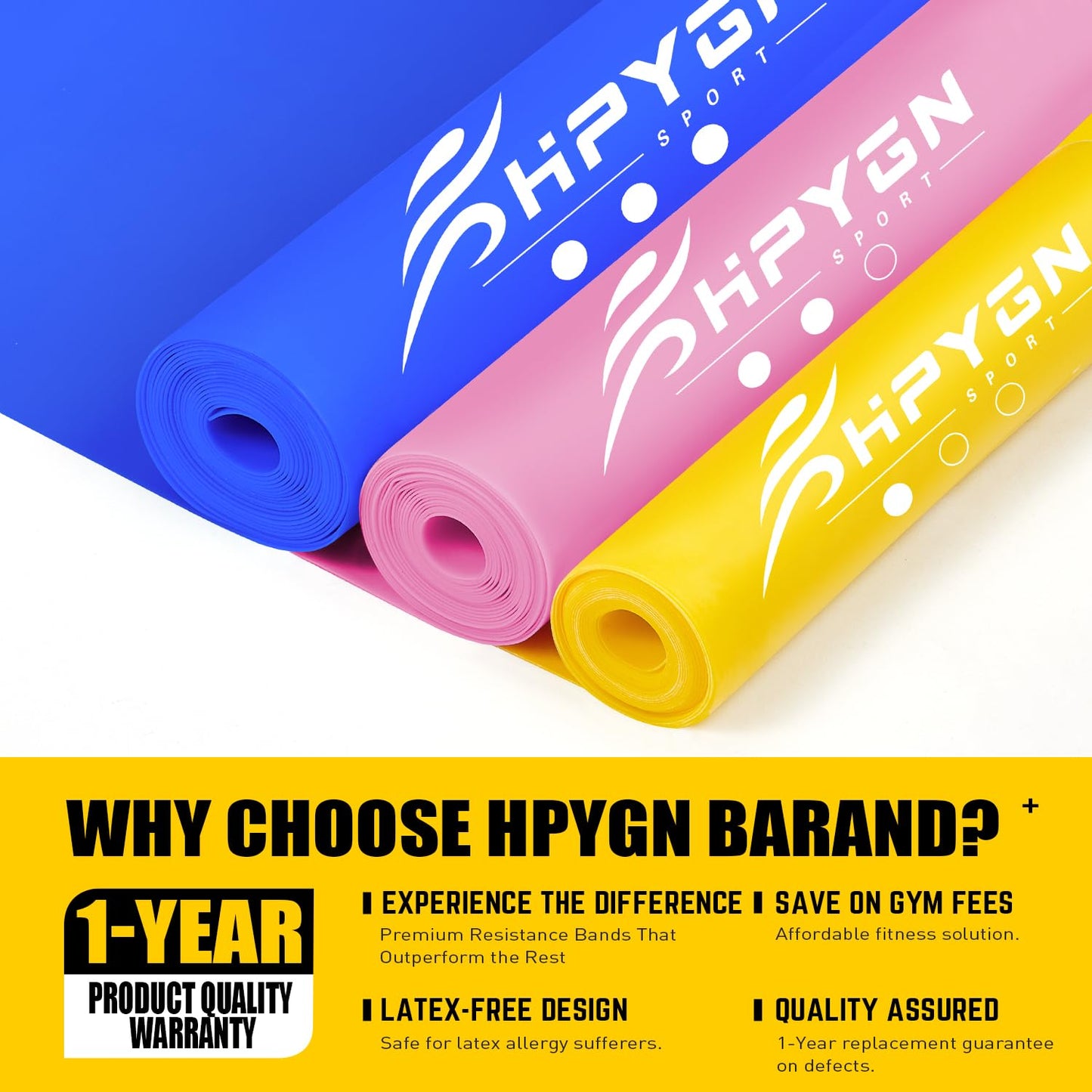 HPYGN Resistance Bands, Exercise Bands, Physical Therapy Bands for Strength Training, Yoga, Pilates, Stretch Elastic Band with Different Strengths, Workout Bands for Home Gym