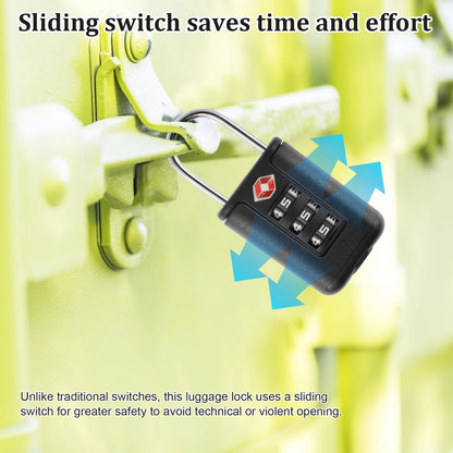 6Pcs TSA Approved Luggage Locks 3 Digit Travel Combination Portable Small Padlocks Stainless Steel TSA Accepted Toolbox Locks for Travel Bag Suitcase Lockers