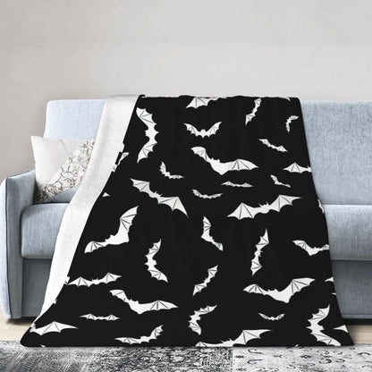 Bats Halloween Goth Fleece Flannel Blanket Throw Warm Lightweight Blankets for Home Office All Season (Bats Halloween Goth, 50X40)
