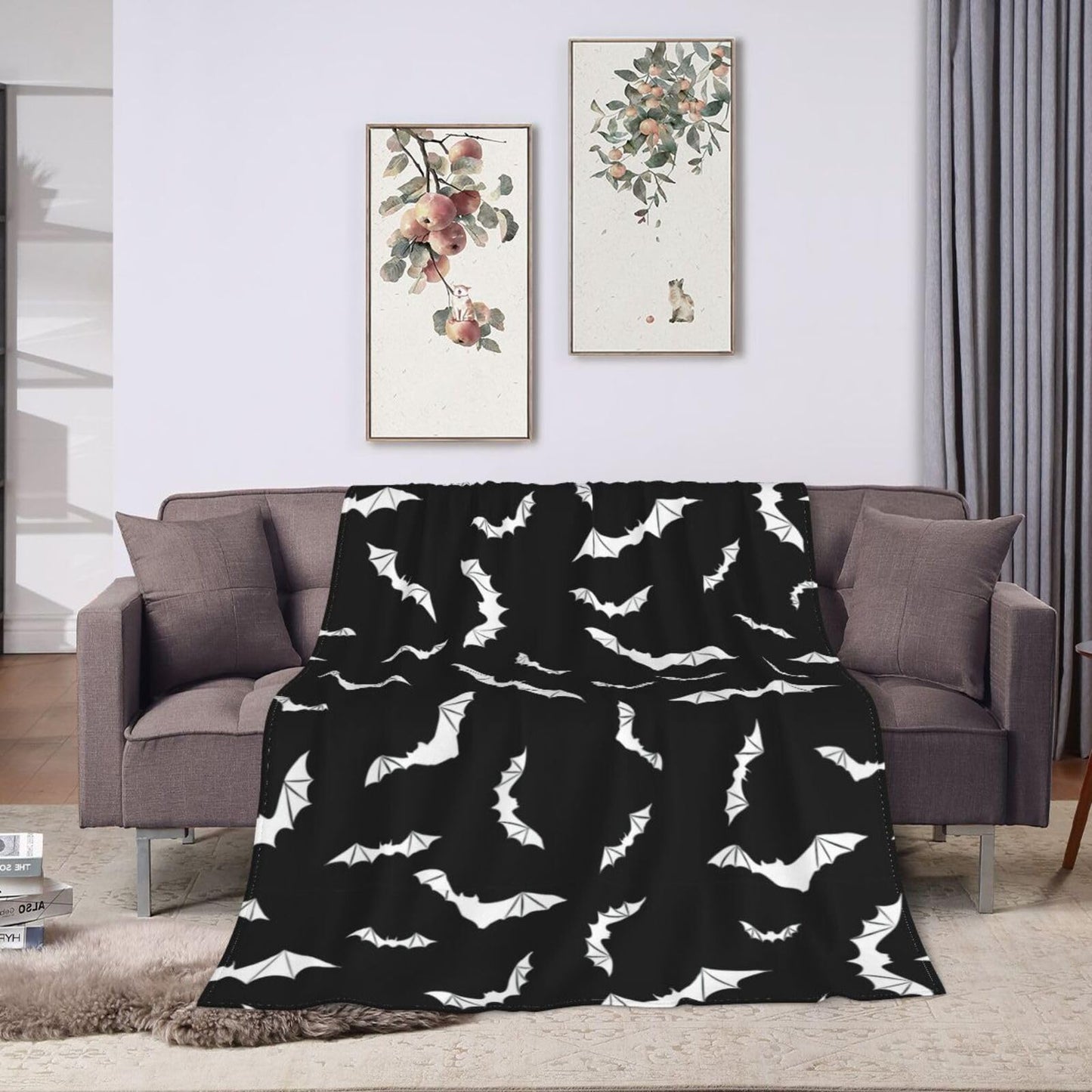 Bats Halloween Goth Fleece Flannel Blanket Throw Warm Lightweight Blankets for Home Office All Season (Bats Halloween Goth, 50X40)