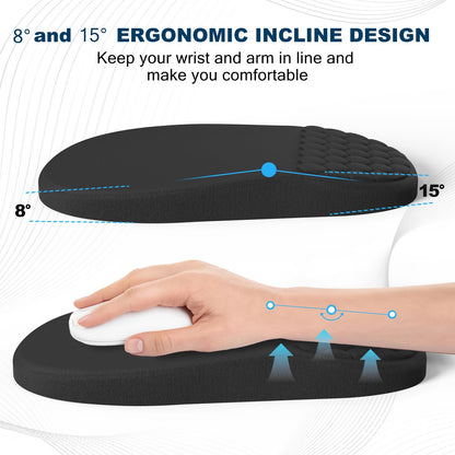 Hasinart Ergonomic Mouse Pad Wrist Rest with Massage Design, Space-Saving Mousepad Wrist Support, Memory Foam Wrist Rest with Non-Slip PU Base for Computer Desk, Black