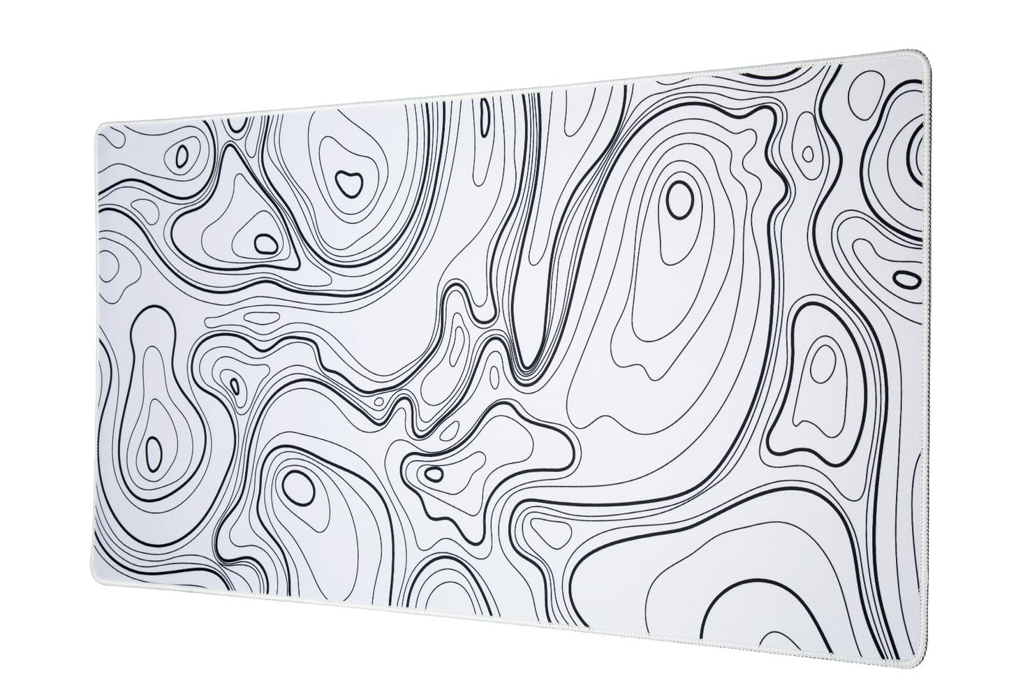 Black and White Large Gaming Mousepad - Extended Contour Topography Mouse Mat for Home and Office,Laptop Keyboard Mat with Non-Slip Rubber Base, Stitched Edges (35.43x15.75 x0.12, Not Waterproof)