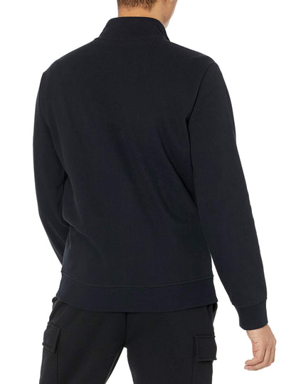 Amazon Essentials Men's Zip Up Sweatshirt, Lightweight French Terry, Mock Neck, Black, Medium
