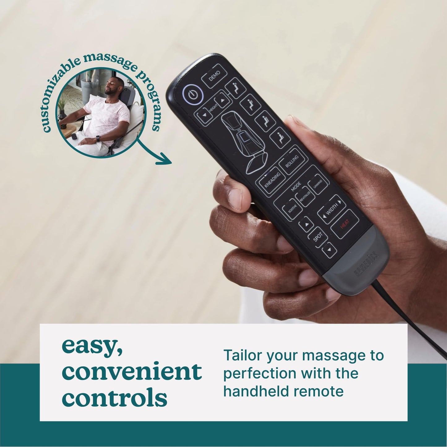 Homedics Back Massager with Heat, Shiatsu Elite II Heated Neck and Back Massage Cushion. 3 Different Massage Styles and 3 Massage Zones. Comes with Controller and Chair Straps