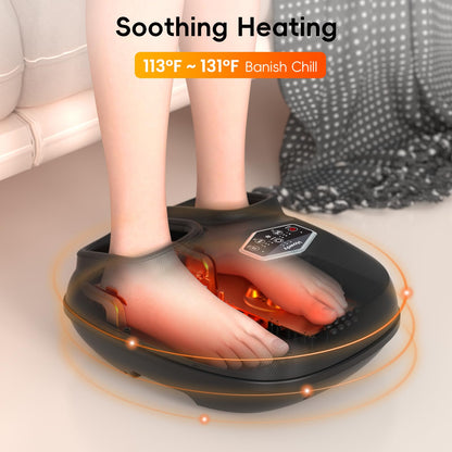 Howdy Shiatsu Foot Massager Machine with Heat, Compression & Remote - Deep Kneading, 3 Intensity Levels, Gifts for Women/Mom/Dad - Fits Size 12, Removable Washable Covers & Portable Storage Bag