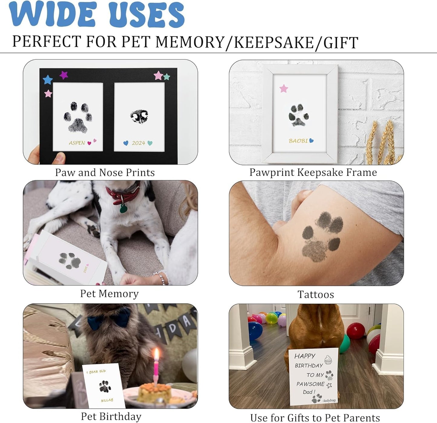 8 Pads and 16 Impression Cards, Inkless Baby Hand and Footprint Kit - Mess Free Ink Pad for Newborn Keepsake, Dog Nose & Paw Print Kit, Clean Touch Ink Pad for Baby Hand & Footprints, Ideal Shower Gifts