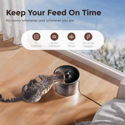 IMIPAW Automatic Cat Feeder WiFi and Water Dispenser, Timed Dry Food Dispenser APP Remote Control, Programmable Portions, Cat Fountains for Drinking with Filter, Small Pets (Combo 3L)