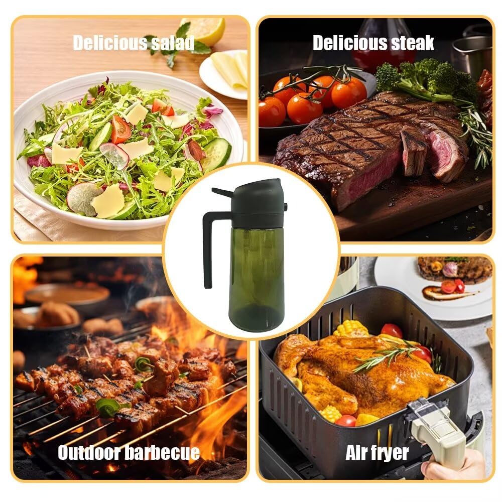 HWHIEUAIK Kitchen Maiden 2 in 1 Oil Dispenser, 2024 New Kitchenmaiden 2 In 1 Oil Sprayer for Cooking，Olive Oil Dispenser Bottle Spray And Pour for Air Fryer, Salad, Frying, BBQ