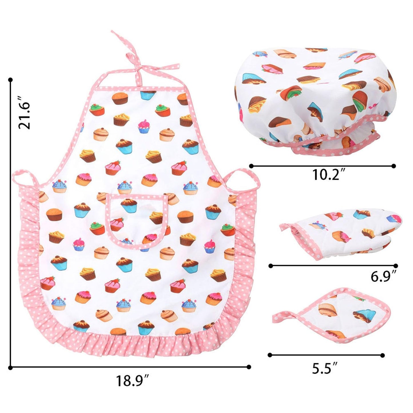 3 Otters Kids Chef Hat and Apron, 11 PCS Chef Costume Sets Pretend Play Kitchen Toys Baking Tools for Toddler