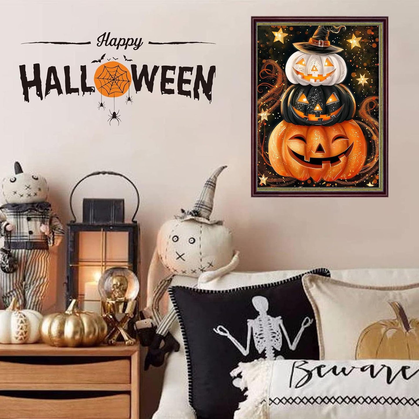 bleihum Pumpkin Diamond Art Kits for Adults- 5D Diamond Painting Kits for Adults, Halloween Gem Painting Kit for Home Wall Decor Gifts(12x16inch)