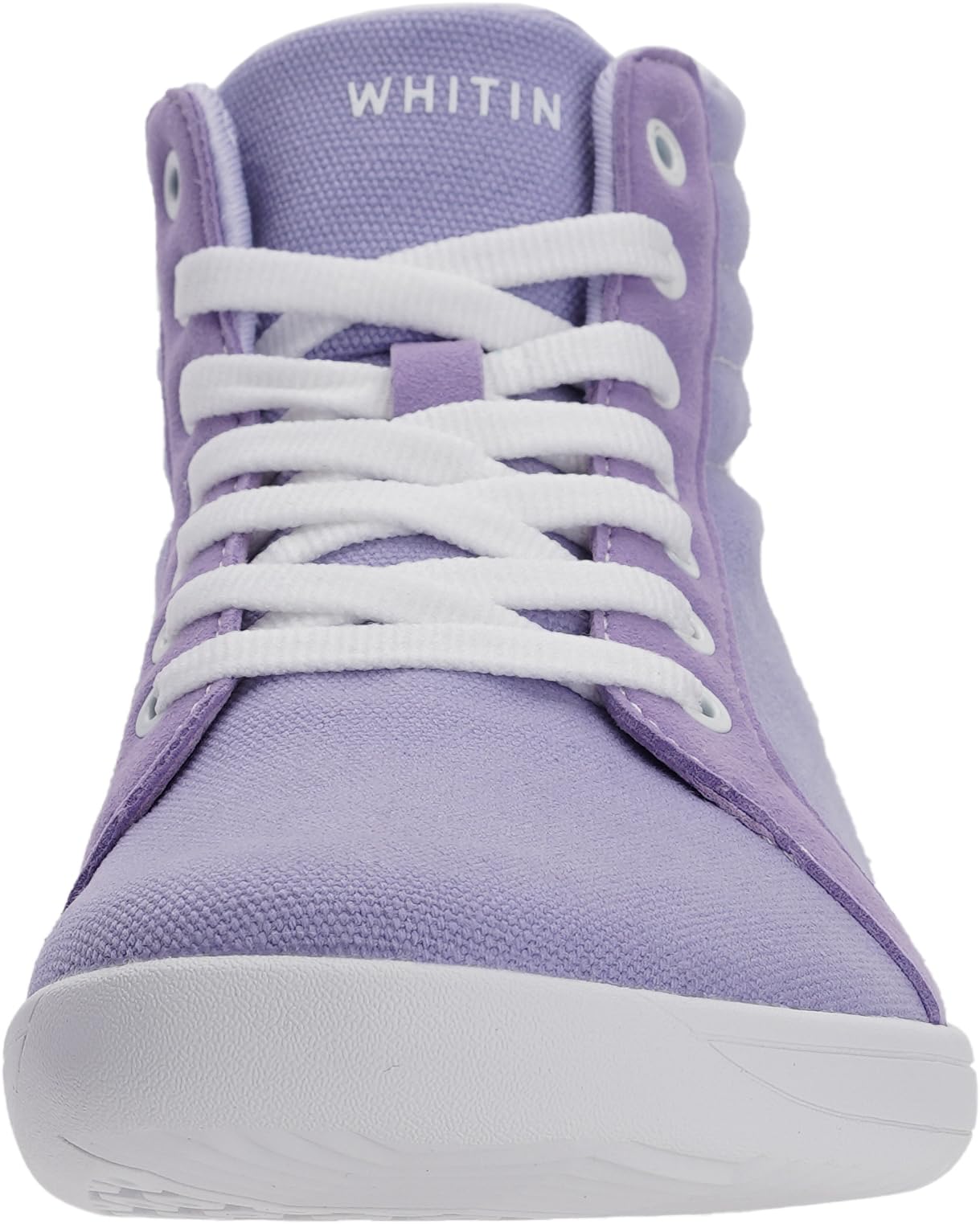 WHITIN Women's Wide High Top Zero Drop Barefoot Shoes Minimalist Fashion Sneakers Size 5.5W Casual Canvas Trainer Walking Lifting Gym Purple 36